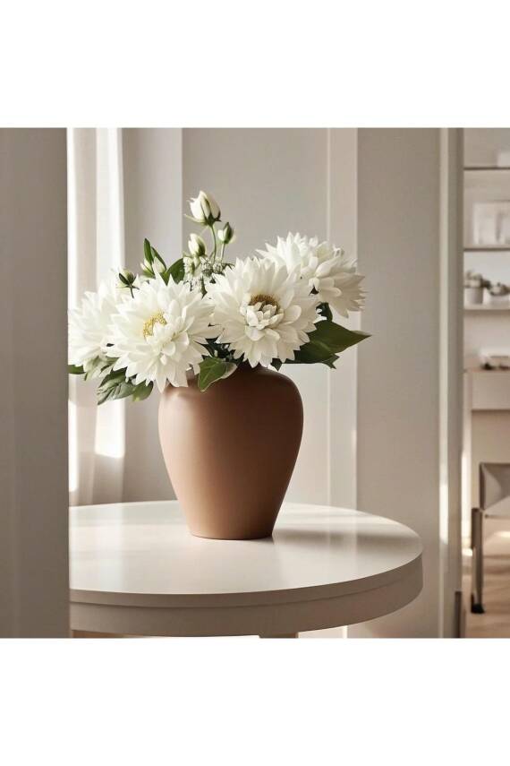 İskandinav Tarzı 15 Cm Bohem Trend Kahve Renk Seramik Sade Dekoratif 15 Cm - 1