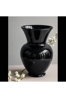 Siyah Dekoratif Şık Karaf model Büyük Cam Vazo 27 cm - 4